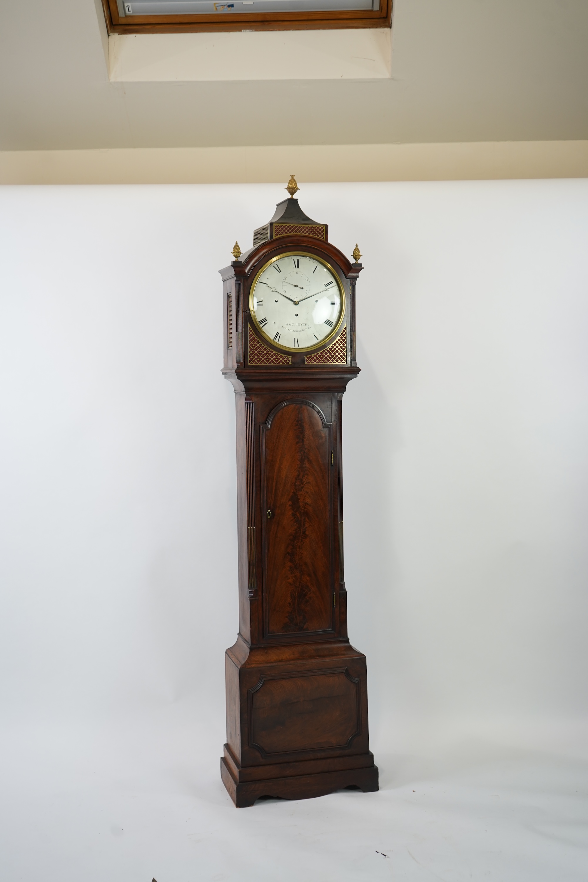 A George III mahogany and brass mounted longcase regulator by S & C Joyce, Lombard Street, London